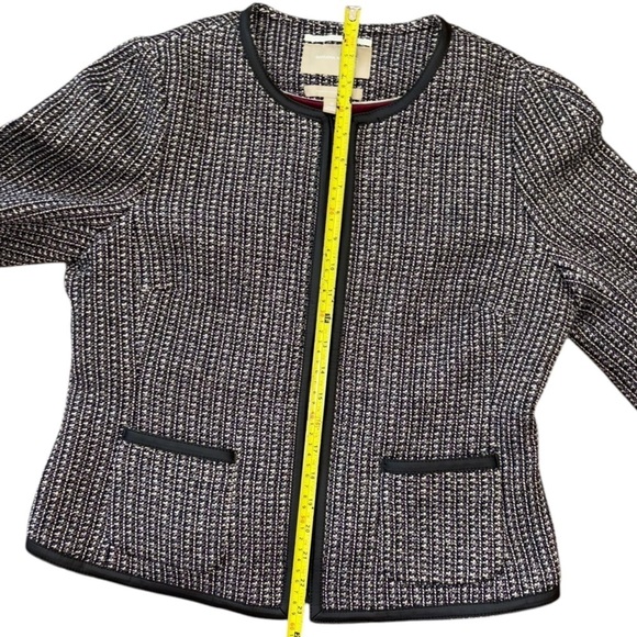 Banana Republic Black Tweed Faux Leather Trim Jacket Women’s 12 Old Money Preppy - Picture 14 of 14